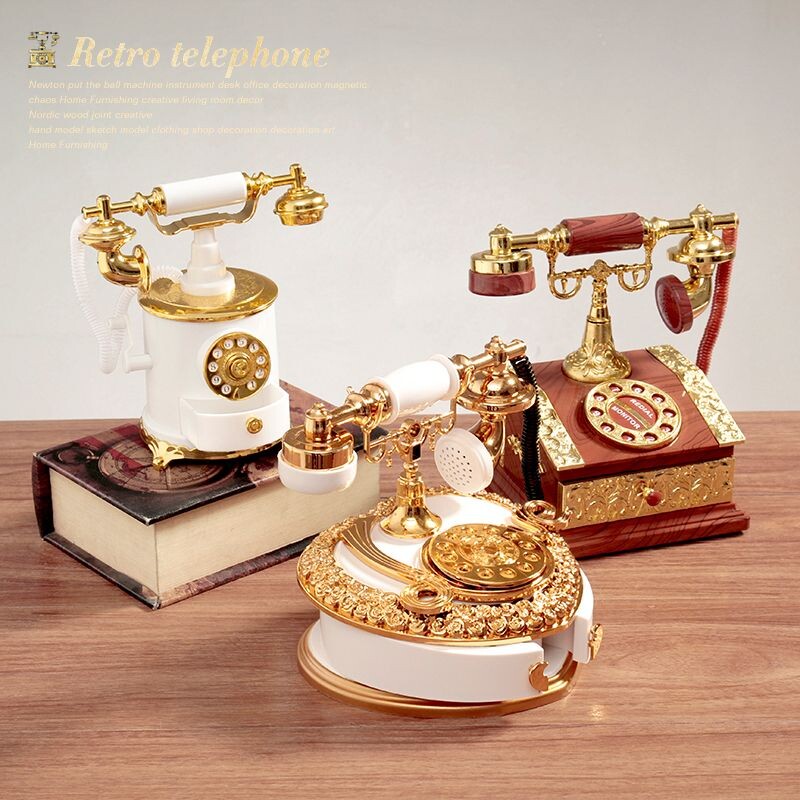 Europos retro nostalgiškas telefono numeris fiksuotojo telefono formos muzikinė dėžutė plastikinė retro stiliaus stalviršio svetainės dekoravimo puošmena ZE914