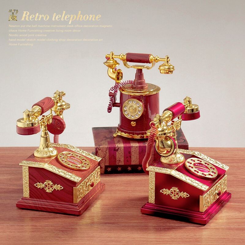 Europos retro nostalgiškas telefono numeris fiksuotojo telefono formos muzikinė dėžutė plastikinė retro stiliaus stalviršio svetainės dekoravimo puošmena ZE914