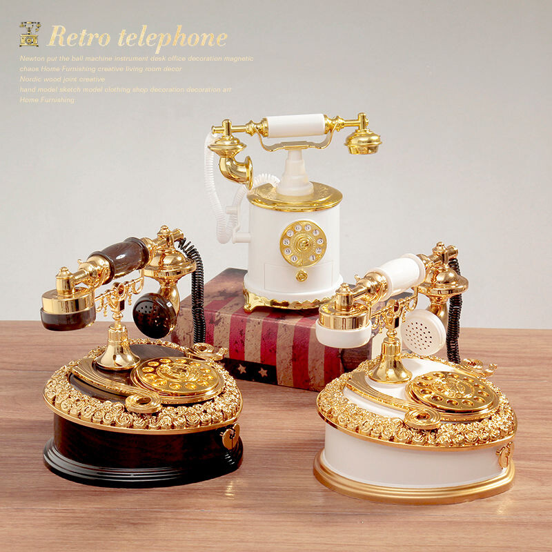 Europos retro nostalgiškas telefono numeris fiksuotojo telefono formos muzikinė dėžutė plastikinė retro stiliaus stalviršio svetainės dekoravimo puošmena ZE914