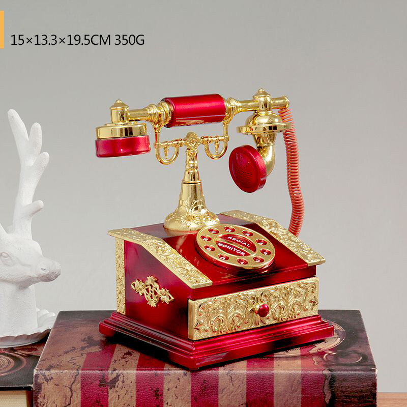 Europos retro nostalgiškas telefono numeris fiksuotojo telefono formos muzikinė dėžutė plastikinė retro stiliaus stalviršio svetainės dekoravimo puošmena ZE914