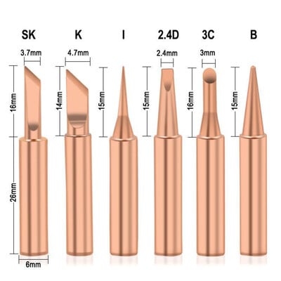 6-dielny oblek Vnútorné vykurovanie Medená zváracia tryska Tryska spájkovačky 936 Zváracia hlava Čistá medená zváracia hlava 900M Rôzne