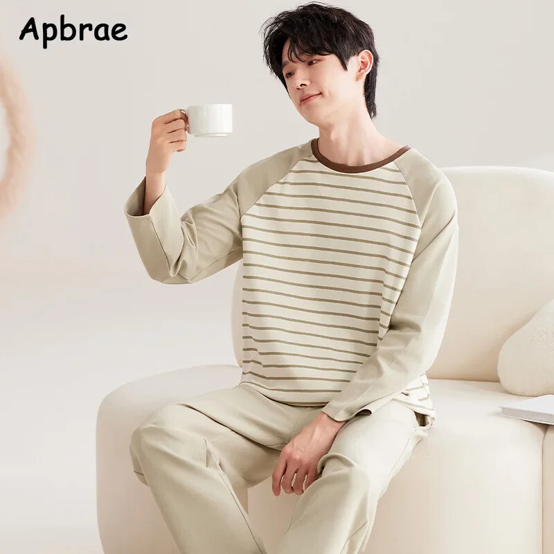 Nove jesenske pamučne pidžame za muškarce, modne pidžame s O-izrezom i dugim rukavima, pune hlače, kućna odjeća za spavanje velikih veličina L-3XL