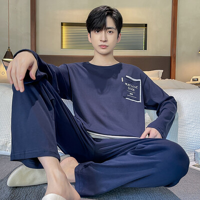 Proljeće Jesen Plus 4XL Pletena muška spavaća odjeća Letter Mrežasta pidžama Kompleti pidžama s kariranom odjećom Ležerna dnevna odjeća Pidžama Noćna moda