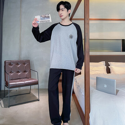 Proljeće Jesen Plus 4XL Pletena muška spavaća odjeća Letter Mrežasta pidžama Kompleti pidžama s kariranom odjećom Ležerna dnevna odjeća Pidžama Noćna moda