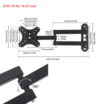 14-42-инчов универсален регулируем монтаж на стена за телевизор Пълно движение Въртящ се държач Поддръжка на монитор Led скоби за плосък панел