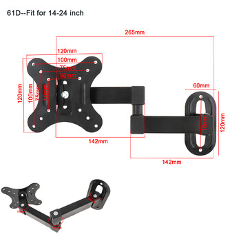 14-42-инчов универсален регулируем монтаж на стена за телевизор Пълно движение Въртящ се държач Поддръжка на монитор Led скоби за плосък панел