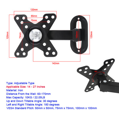 14–42 colių universalus reguliuojamas televizoriaus sieninis laikiklis, pasukamas viso judesio laikiklis, monitoriaus atramos LED plokščio ekrano laikikliai