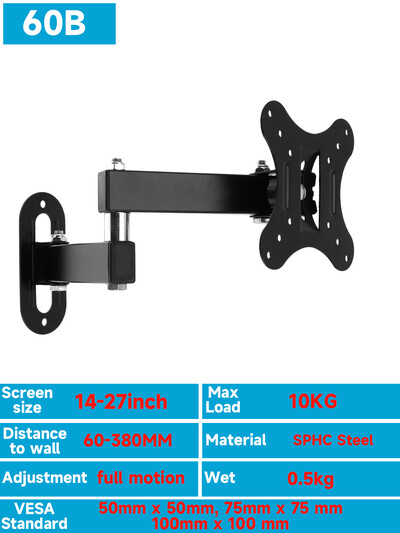 14–42 colių universalus reguliuojamas televizoriaus sieninis laikiklis, pasukamas viso judesio laikiklis, monitoriaus atramos LED plokščio ekrano laikikliai