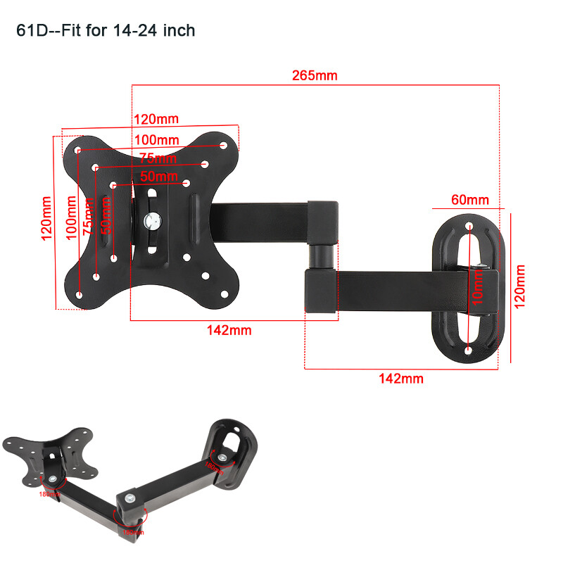 14–42 colių universalus reguliuojamas televizoriaus sieninis laikiklis, pasukamas viso judesio laikiklis, monitoriaus atramos LED plokščio ekrano laikikliai