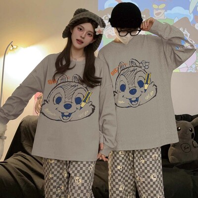 Férfi pizsama pármodell Piros madártávlatú pizsama Kényelmes nyári és őszi, hosszú ujjú nappaliruha öltöny kívül is hordható