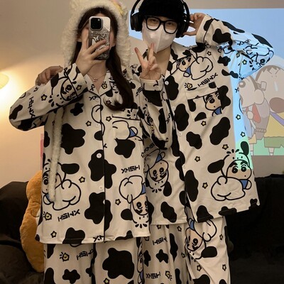 Férfi pizsama pármodell Piros madártávlatú pizsama Kényelmes nyári és őszi, hosszú ujjú nappaliruha öltöny kívül is hordható