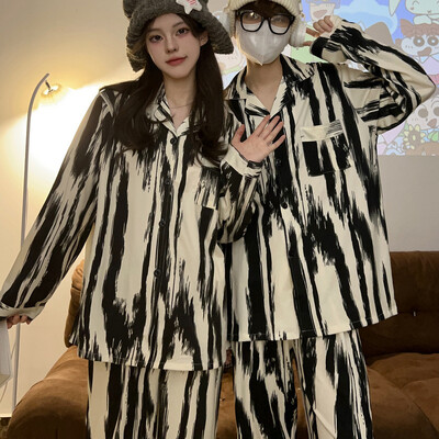 Férfi pizsama pármodell Piros madártávlatú pizsama Kényelmes nyári és őszi, hosszú ujjú nappaliruha öltöny kívül is hordható