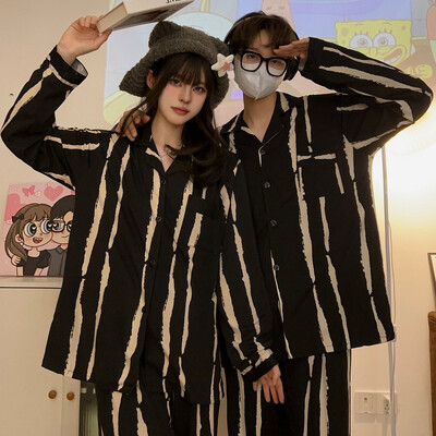 Férfi pizsama pármodell Piros madártávlatú pizsama Kényelmes nyári és őszi, hosszú ujjú nappaliruha öltöny kívül is hordható