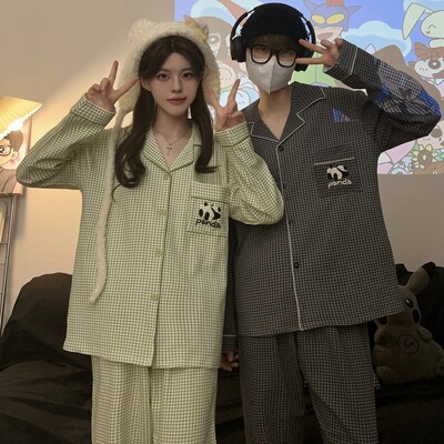 Férfi pizsama pármodell Piros madártávlatú pizsama Kényelmes nyári és őszi, hosszú ujjú nappaliruha öltöny kívül is hordható