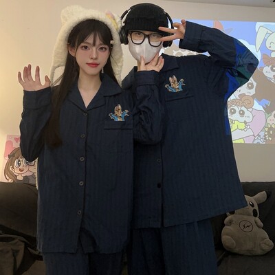 Férfi pizsama pármodell Piros madártávlatú pizsama Kényelmes nyári és őszi, hosszú ujjú nappaliruha öltöny kívül is hordható