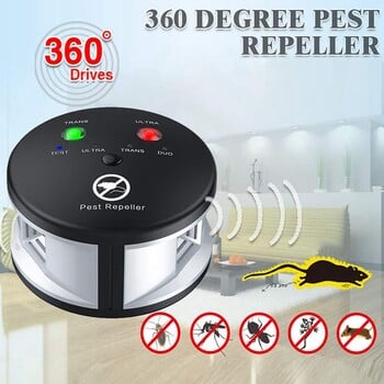 Riple Rodent Repeller, Ultrasonic Pest Repeller, Pressure Wave, Indoor for ποντίκια, αρουραίους, αράχνες, βύσμα Eu 360 μοιρών