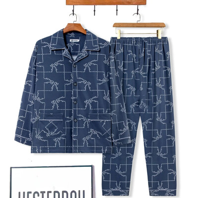 Set de pijamale pentru bărbați Feel de ultimă generație. Îmbrăcăminte de casă ocazională, îmbrăcăminte de exterior, sezonul de primăvară, vară, lapte, mătase