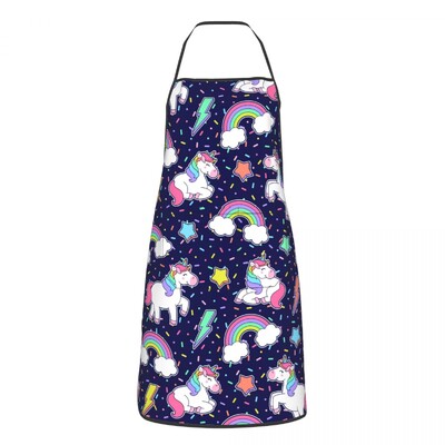 Πολύχρωμη ποδιά Star Rainbow Unicorn Merchwith Pocket Oil Αδιάβροχες ρυθμιζόμενες ποδιές ψησίματος για γυναίκες άντρες σεφ