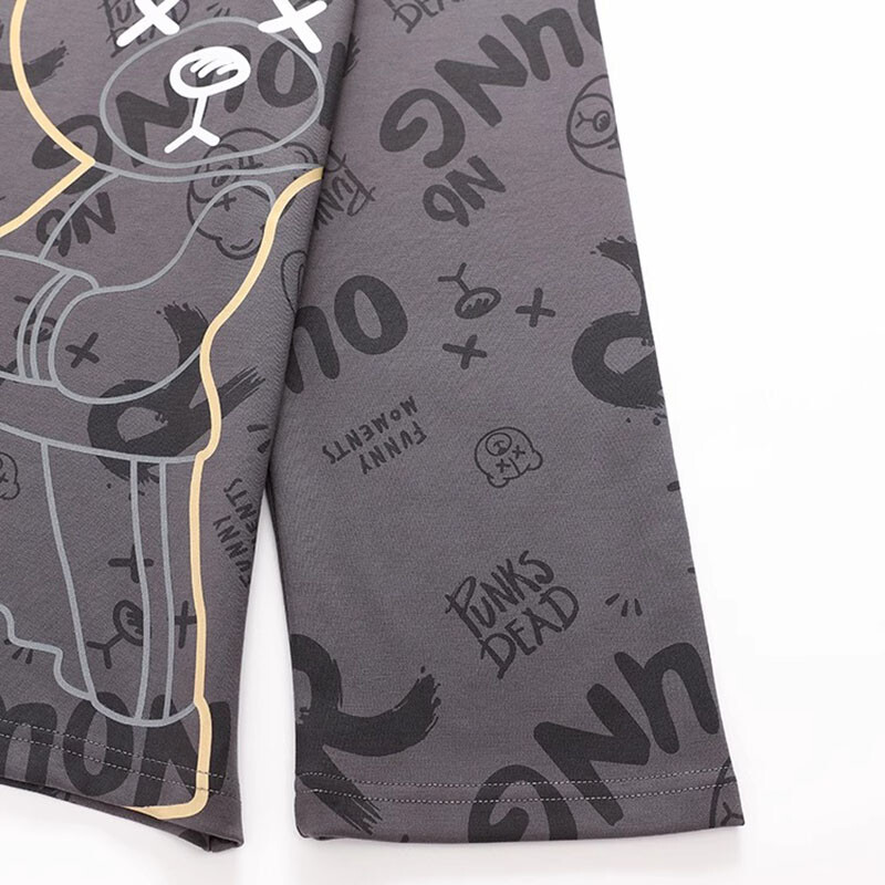 Dviejų dalių rinkinys Rudens žiemos Moterų pižama Vyriški animaciniai laiškai ilgomis rankovėmis Meškučiai, megztiniai miegui Moteriški dideli namų drabužiai