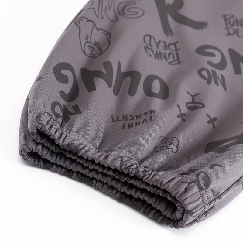 Dviejų dalių rinkinys Rudens žiemos Moterų pižama Vyriški animaciniai laiškai ilgomis rankovėmis Meškučiai, megztiniai miegui Moteriški dideli namų drabužiai