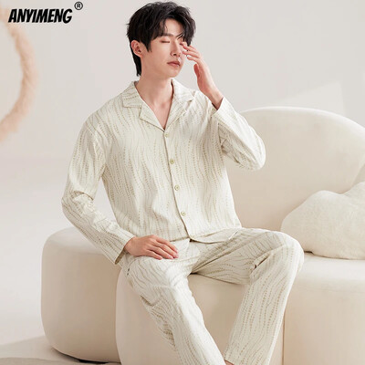 Džentelmenas, nuleidžiamas apykakle, miegamasis, laisvalaikis berniukų pižama, laisvalaikis vyriškas pižama, dirbtinė medvilnė, minkštas naktinis drabužis, rudens pavasario namų kostiumas