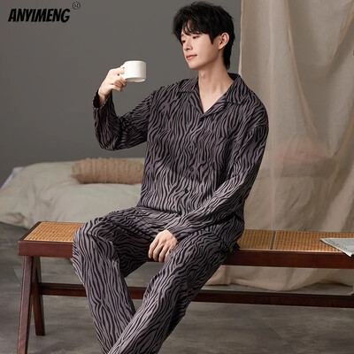 Džentelmenas, nuleidžiamas apykakle, miegamasis, laisvalaikis berniukų pižama, laisvalaikis vyriškas pižama, dirbtinė medvilnė, minkštas naktinis drabužis, rudens pavasario namų kostiumas