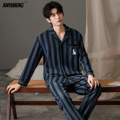 Džentelmenas, nuleidžiamas apykakle, miegamasis, laisvalaikis berniukų pižama, laisvalaikis vyriškas pižama, dirbtinė medvilnė, minkštas naktinis drabužis, rudens pavasario namų kostiumas
