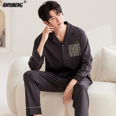 Džentelmenas, nuleidžiamas apykakle, miegamasis, laisvalaikis berniukų pižama, laisvalaikis vyriškas pižama, dirbtinė medvilnė, minkštas naktinis drabužis, rudens pavasario namų kostiumas