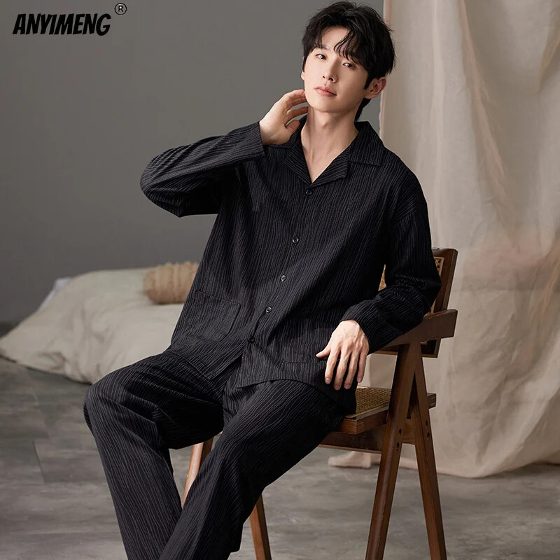 Džentelmenas, nuleidžiamas apykakle, miegamasis, laisvalaikis berniukų pižama, laisvalaikis vyriškas pižama, dirbtinė medvilnė, minkštas naktinis drabužis, rudens pavasario namų kostiumas