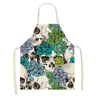 Gooti pealuu linane põll lilleline Mehhiko stiilis köök toiduvalmistamispõll täiskasvanutele lastele varrukateta pudipõll kodu siseruumide puhastamiseks