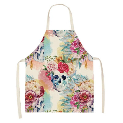 Gooti pealuu linane põll lilleline Mehhiko stiilis köök toiduvalmistamispõll täiskasvanutele lastele varrukateta pudipõll kodu siseruumide puhastamiseks