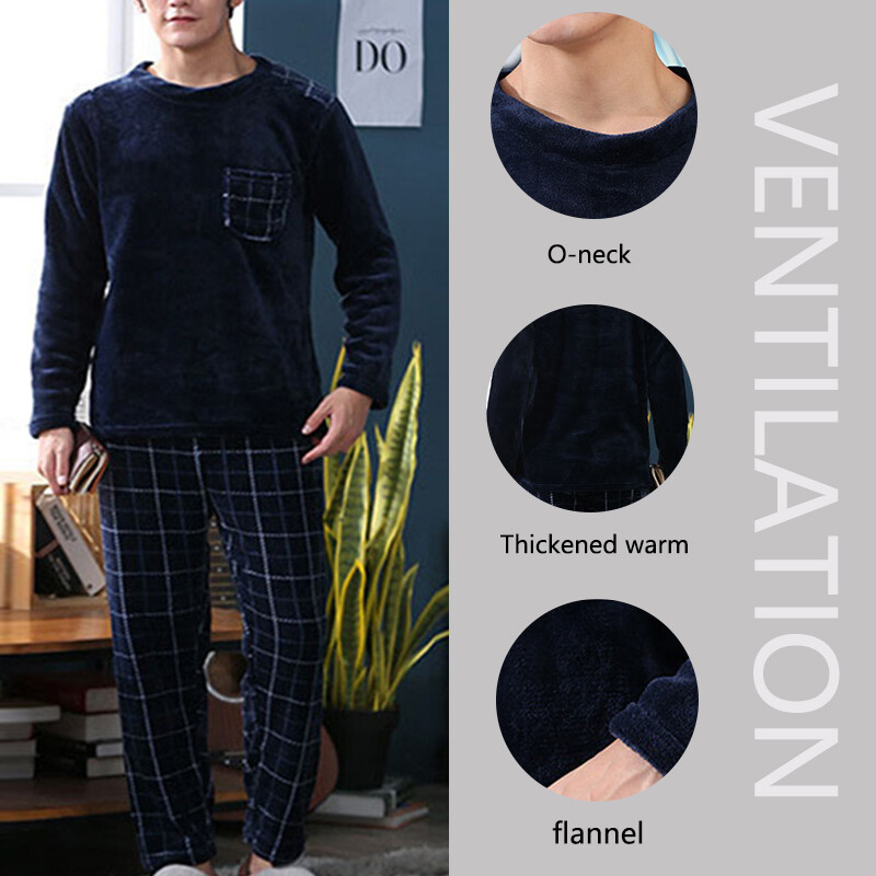2vnt/komplektas Rudens ir žieminės audeklo vyriškos pižamos paminkštintos pastorintos šiltos ilgos rankovės paauglių koralų vilnos namų drabužiai berniukams