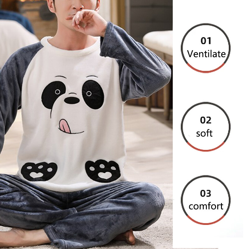 2vnt/komplektas Rudens ir žieminės audeklo vyriškos pižamos paminkštintos pastorintos šiltos ilgos rankovės paauglių koralų vilnos namų drabužiai berniukams