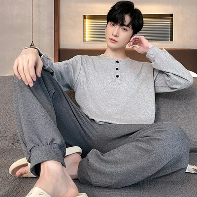 Walf Checks transfrontalier pijamale bărbați toamnă mânecă lungă Homewear primăvară toamnă stil subțire costum pentru tineret cu ridicata