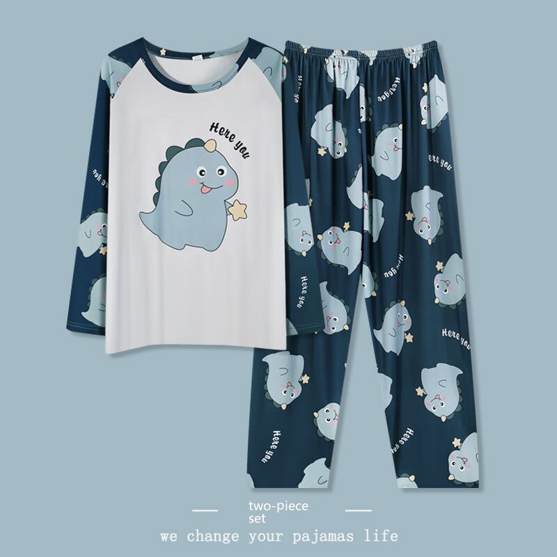 Nove muške pidžame Odijelo za kućnu odjeću Modeli za proljeće i jesen Pamuk s dugim rukavima i tanki dio Ljetnog odijela za kućnu odjeću za dječake