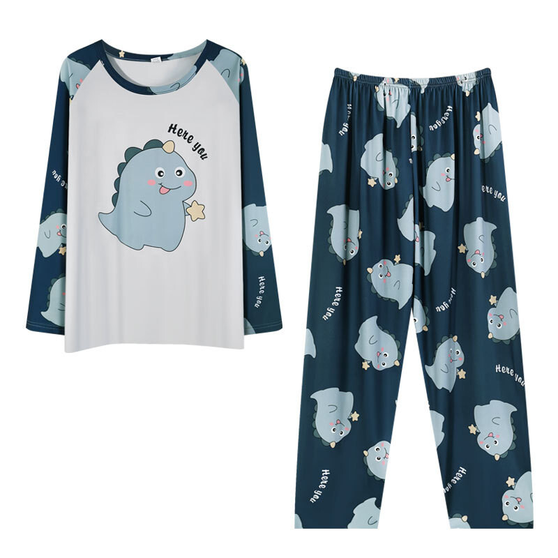 Nove muške pidžame Odijelo za kućnu odjeću Modeli za proljeće i jesen Pamuk s dugim rukavima i tanki dio Ljetnog odijela za kućnu odjeću za dječake