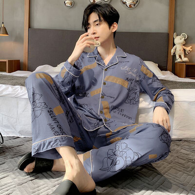 2kom/komplet pidžame dugih rukava za srednje i starije osobe, muške jesenske i zimske ležerne crne muške pidžame veće veličine, kućna odjeća zadah