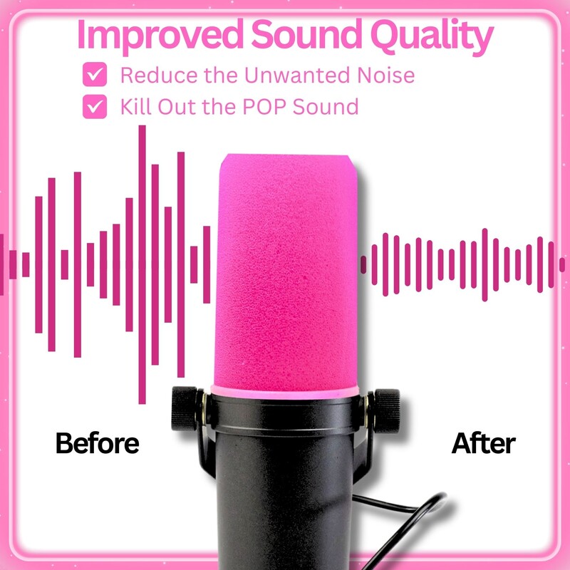 Vahtplastist mikrofoni katted koos kinnitusrõngaga Shure SM7B SM7dB MV7 jaoks – popfilter RK345 tuuleklaasi tarvik (roosa, punane, lilla)