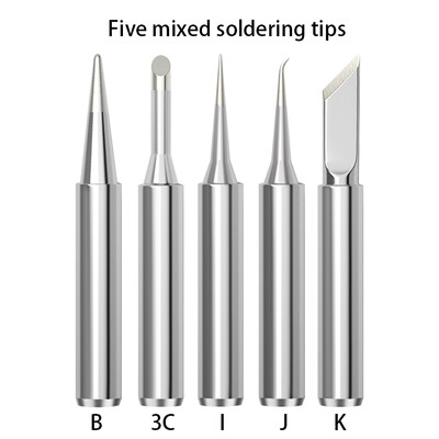 MYTO 900M 5 buc Vârfuri mixte pentru fier de lipit și manșon din oțel inoxidabil Set de 3 piese pentru stația de sudare 936 IJKB 3C
