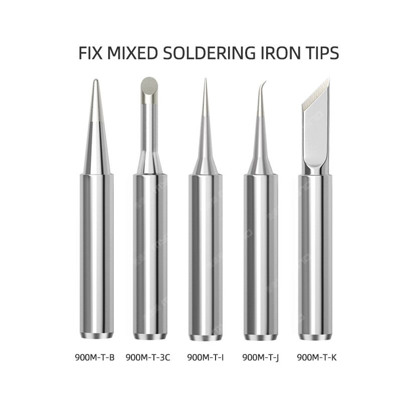 MYTO 900M 5 buc Vârfuri mixte pentru fier de lipit și manșon din oțel inoxidabil Set de 3 piese pentru stația de sudare 936 IJKB 3C