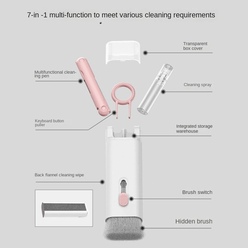 Komplet četkica za čišćenje tipkovnice računala 7 u 1 Čišćenje ekrana Višenamjenski alati za čišćenje kućišta slušalica Sprej za čišćenje pepela