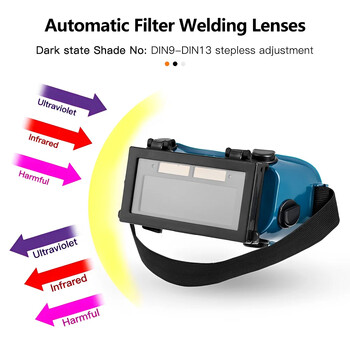 Solar Energy Automatic Dimming Argon Arc Tig Γυαλιά συγκόλλησης Μάσκα συγκόλλησης Κράνος Εξοπλισμός αερίου Γυαλιά κοπής Εργαλεία προστασίας