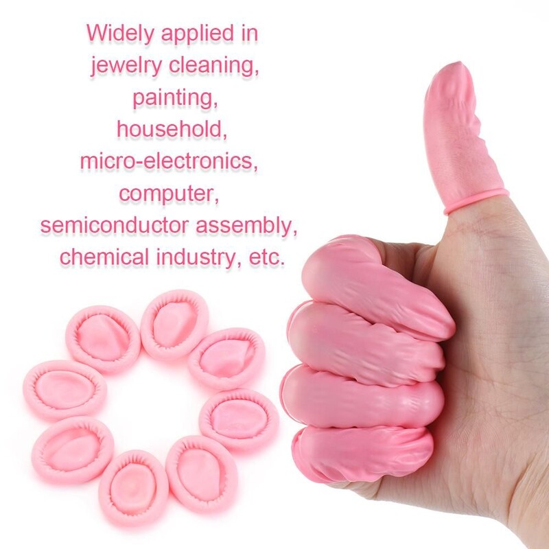 100 DB Eldobható ujjvédő gumikesztyűk csúszásmentes antisztatikus latex ujjágyak ujjbegyek védő kesztyűk körömdíszítő eszköz