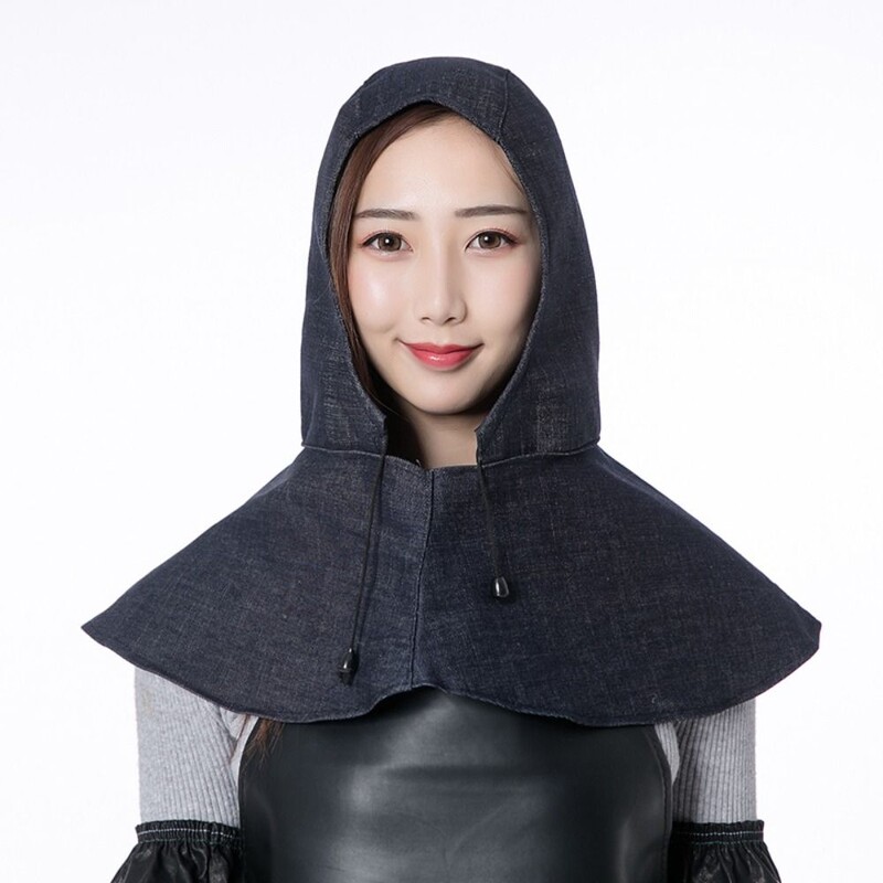 Качулка за заваряване от дънкова тъкан Защита срещу изгаряне на врата Работна шапка на заварчика Дишаща издръжлива защитна обвивка Аксесоари