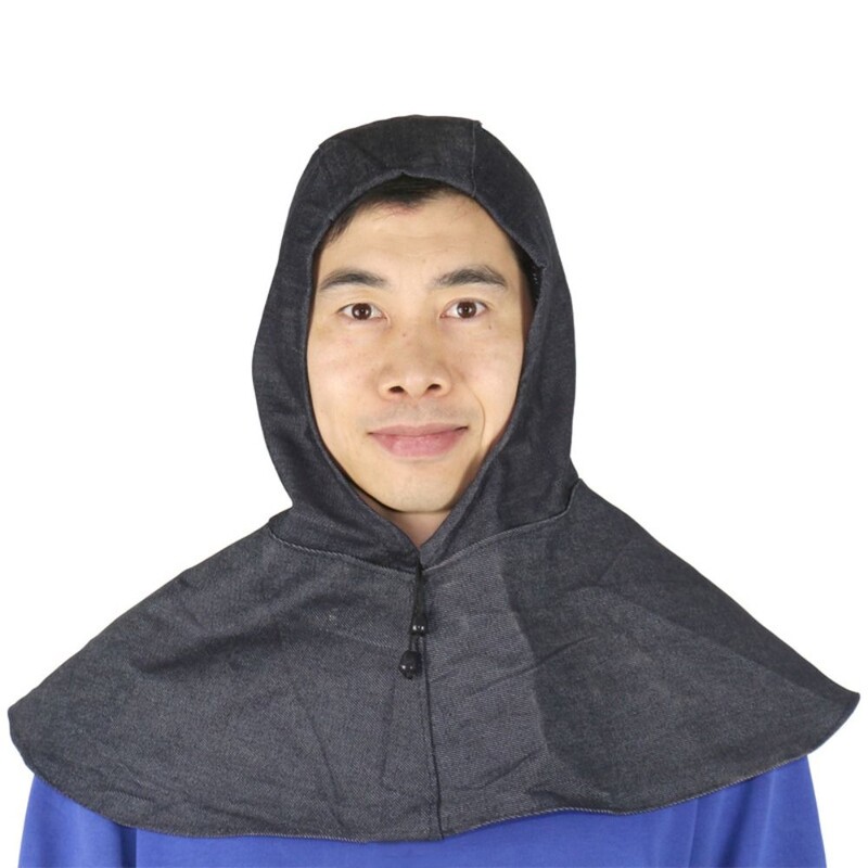 Качулка за заваряване от дънкова тъкан Защита срещу изгаряне на врата Работна шапка на заварчика Дишаща издръжлива защитна обвивка Аксесоари