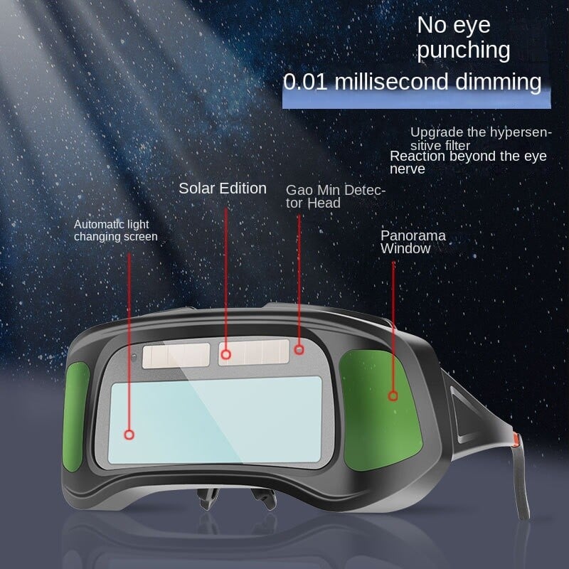 True Color Intelligens, automatikusan sötétedő hegesztőszemüveg átlátszó belső lencsékkel Solar Welder Eyes Szemüvegek Vakításgátló hegesztőszemüvegek