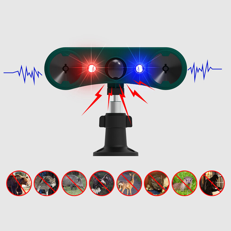 Lauko ultragarsinis gyvūnų atbaidiklis 5 pavarų garsinis graužikus atbaidantis saulės energija varomas atgrasymo priemonė sodo kiemo kiemo vejai