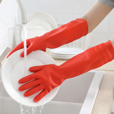 Гъвкави удобни гумени чисти ръкавици Червена чиния Lady Washing Long Home Почистване на баня Кухненски аксесоари