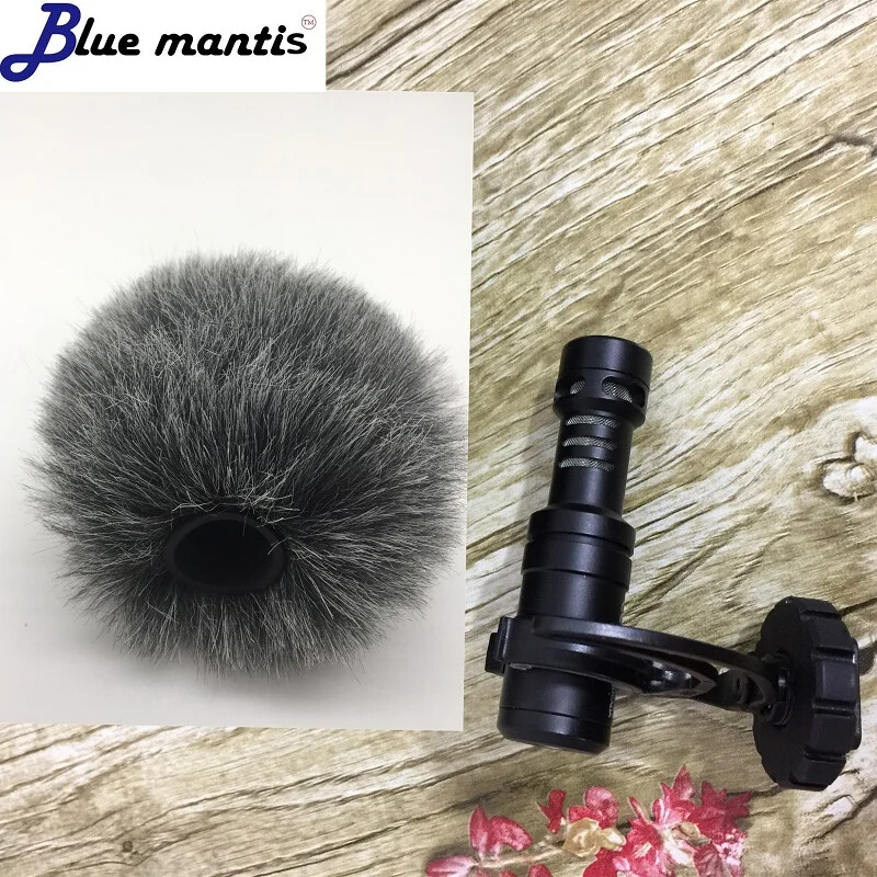 Profesionálny vonkajší kožušinový čelný štít pre Rode Video Mic Umelá kožušina Vetruodolný čelný štít pre BOYA MM1 Micro Blue Mantis