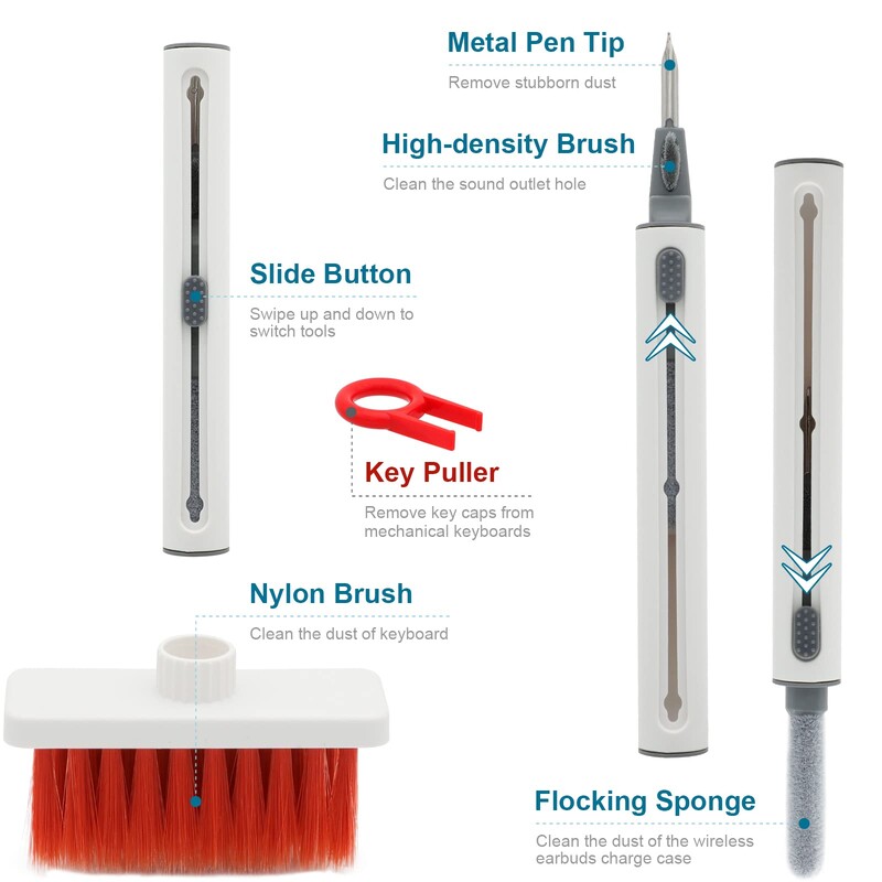 5 u 1 set četkica za čišćenje tipkovnice Tipkovnica Puller Čistač slušalica za Airpods Pro 1 2 3 Bluetooth slušalice Alat za čišćenje kućišta